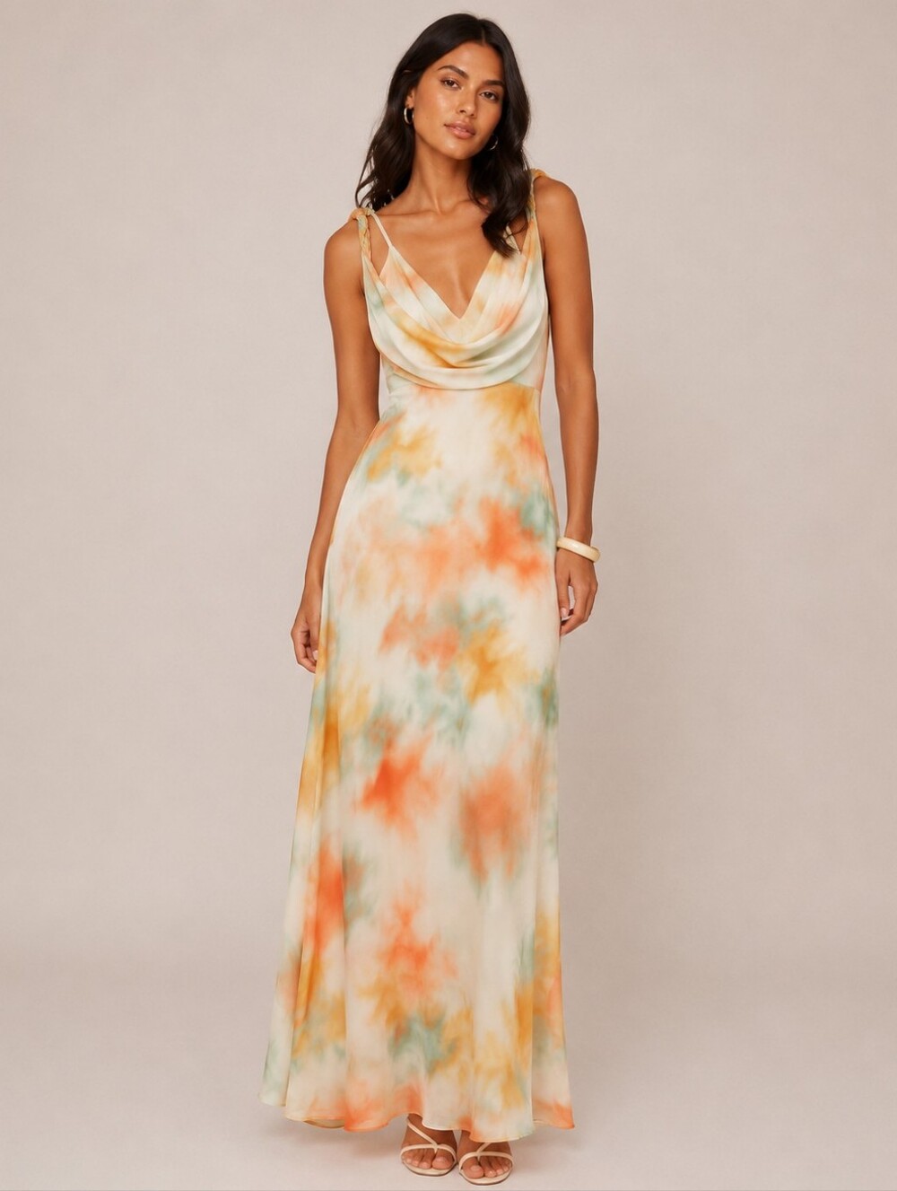 Banana Republic Twist Shoulder Watercolor Print Maxi Dress Size 8